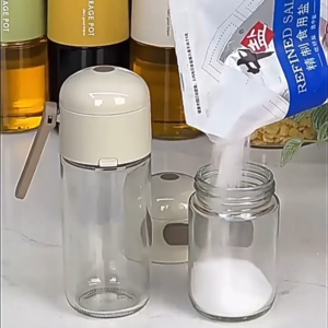 250ML โหลแก้ว ขวดใส่เกลือ แบบกด ขวดโรยเกลือ ขวดแก้วใส่เครื่องปรุง กด 0.5g หนึ่งครั้ง Cutie world