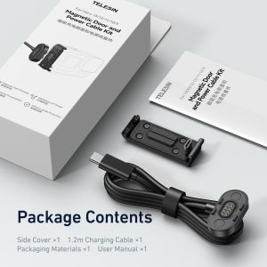 TELESIN Magnetic Waterproof Charging Side Cover Cable KIT For Gopro hero 9 10 11 12 13 Type-C Charging Cover Port Easy Removable