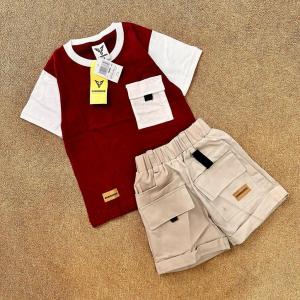 SETELAN KARGO POCKET ANAK COWOK UMUR 1-5 TAHUN T SHIRT KAOS DAN CELANA COTTON DRILL COMBED