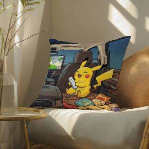 Bandai | Pokemon Pokemon Center Anime Plush Pillow Cover Soft Short Plush Cushion Cover For Sofa Bedroom Home Decor Gift