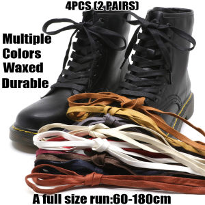 4 Pcs(2 Pairs) Premium Flat Waxed Shoelaces Heavy Duty Replacement Laces for Sneakers Leather Boots Hiking Shoes Men Women
