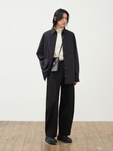 Octopusme Womens Loose Fit Long Sleeve Shirt Casual Embroidered Logo Cotton Blend Comfortable Original Design Autumn Top