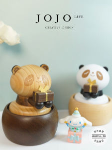 Jojos L. Hongze Travel Music Box Panda Gift Simple Modern Style Wooden Decorative Item for Friends Birthday Present