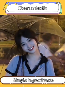 ร่มใสกันฝน สไตล์ญี่ปุ่น ร่มอัตโนมัติ ด้ามจับหนาพิเศษ ร่มก้านยาว มีความสวยงามสามารถ ใช้ได้ทุกฤดู