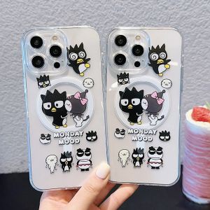 Cute Cartoon Bad Badtz-Maru Kuromi with Magnetic Function Magsafe Shockproof Phone Cases for iPhone 15ProMax 14ProMax 13ProMax 12ProMax Phone Cover for iPhone 15 Plus 14 13 12 11 Phone Case for iPhone 15Pro 14Pro 13Pro 12Pro