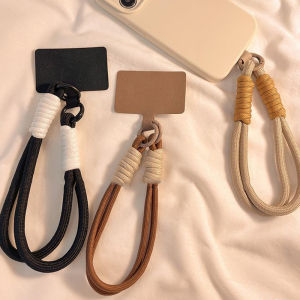 1pc Braid Mobile Phone Lanyard Fashion Solid Color Anti-loss Short Wrist Band Pendant Hanging Strap Rope W/Spacer