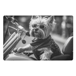 VIKAMA Motorcycle Dog Print Doormat Indoor/Outdoor Welcome Mat for Entryway Absorbent Low Profile Non-Slip