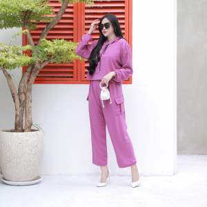 Flora Set - Oneset Crop Crinkle Airflow - Oneset Crop Terbaru