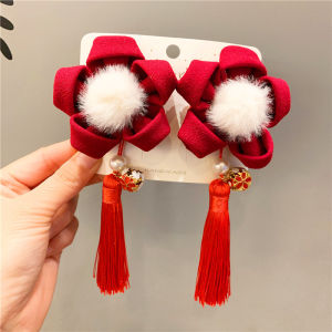 Childrens New Year Festive Hairpin Girls New Year Tassel Chinese Style Hair Accessories Little Girl Hanfu Headdress New Year Hairpin