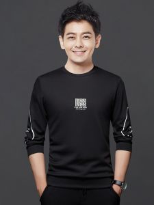 ROMON | Loose Fit Mens Hoodie Long Sleeve Round Neck Sporty Printed T-Shirt Casual Basic Style Urban Fashion Autumn Season Polyester Blend