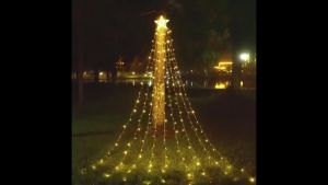 🌙Solar String Light Outdoor Waterproof Star Pentagram Waterfall Lights 350LED 8 Modes With Remote Hari Raya Decoration Lights