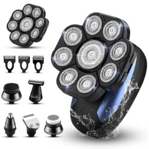 Máy Cạo Đầu Không Dây 9D Chống Nước Sạc USB 6 Trong 1 Đa Chức Năng Kèm Máy Tỉa Lông Mũi Cho Nam - Bộ Dụng Cụ Cạo Khô Và Ướt