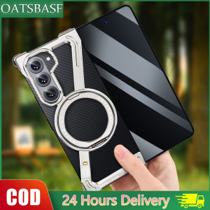 OATSBASF Z Shape Metal Magnetic Borderless Phone Case  For Samsung Galaxy Z Fold 8/Z Fold 7/Z Fold 6/Fold 5/W24  with 360°Rotation Bracket Folding Anti-Fall Protective Cover Ultra-Thin