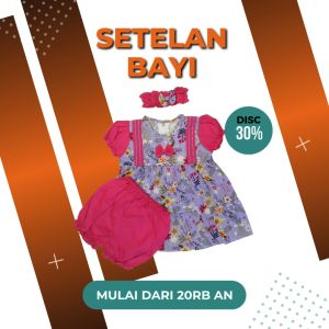 Stelan Bayi Perempuan Stylish 0-12 Bulan Kiisma Collection Warna Ungu & Pink