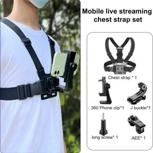 Universal Adjustable Chest Strap Kit with 360° Phone Clip for Action Camera & Smartphone