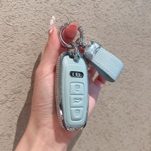 Audi A6L Key Cover Womens Style Zinc Alloy Leather Q5L Buckle A3 Bag Q3 Special Q2L High End A4/A5/A6/A7/A8 Car Interior Accessories