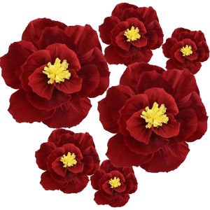 3/6Pcs 20/25/30cm Chinese Wedding Artificial Crepe Paper Flower Wall Door Hanging Ornament Photography Home Room Supplies