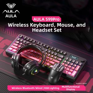 AULA | Wireless Multi-Mode Mechanical Feel Keyboard with Knob and Digital Display