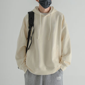 Anti-Wrinkle Hooded Sweatshirt Mens Spring and Autumn Leisure Loose American Fashion Brand Gray Coat Winter Fleece-lined Base Ride Shirt