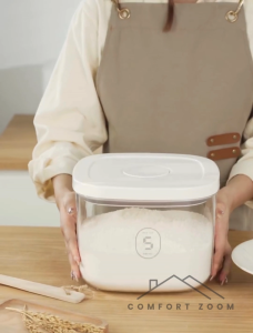 Storage Container Bin Rice Dispenser with Measuring Cup / Food Cereal Container Bins/ Kitchen Pantry Organization