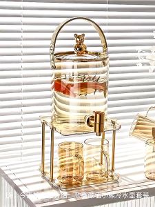 BOSSLU Dispenser Air Bergaya Mewah Dengan Rak Penyimpanan Gelas / Ketel Air Dengan 4 Set Gelas