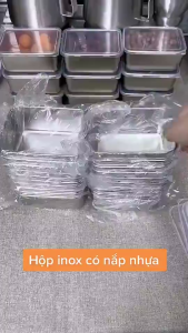 Combo 5 Hộp đựng thực phẩm inox 304 có nắp đậy khay đựng thực phẩm bằng inox để tủ lạnh