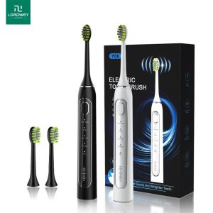 LORDWEY Ultrasonic Electric Toothbrush USB Rechargeable for Adults Sonic Toothbrush Smart Timer with 2 Replacement Heads IPX7 Waterproof