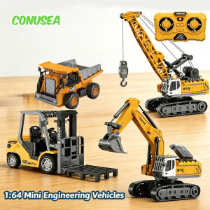 1/64 Rc Engineering Vehicle Mini Crane Forklift Excavator RC Car Crawler Desktop Toy Dumper Alloy Remote Control Car Toys Boys