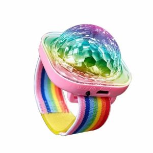 Wearable RGB LED Sound Control Disco Stage Lights for Kids Wrist Ambient Lamp Projection Lamp KTV Bar Home Party Childrens Toys