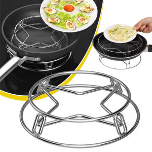 Stainless Steel Round Shape Kitchen Pot Support Steamer Rack Pan Holder Stand Trivet Mats Heat Insulation Shelf Anti-scalding