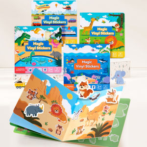 Reusable Scene Cute Stickers DIY Puzzle Magic Sticker Books Cartoon Animal Learning Cognition Toys For Kids Gift