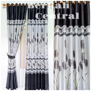 gorden poni tempel tirai jendela pintu blackout printing tebal napoleon tulip