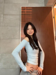 American Design Long Sleeve Slim Fit Blue T-Shirt Womens Autumn Winter New Style Spicy Shoulder Bared Inner Wear Base Top