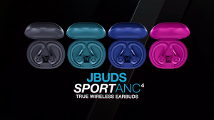 JLab JBuds Sports ANC 4 True Wireless Earbuds Hybrid ANC IP66 Swipe + Touch Controls Earhook Sport Fitness Earbuds