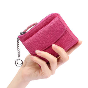 New Arrival Multi-Functional Leather Change Key Case Womens Minimalist Multi-Layer Mini Zipper Wallet Card Holder Coin Bag Short