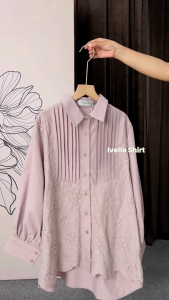 Mayoutfit Ivelle Shirt | Atasan Kemeja Embroidery Lengan Manset