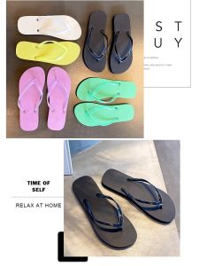 Dép Xỏ Ngón Đế Phẳng Chống Trượt Mùa Hè Cho Nữ Dép Đi Biển Thường Ngày Màu Trơn Đế Bằng Đế Xuồng PVC Phong Cách Giản Dị