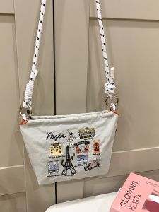 Eco-Friendly Embroidered Nylon Shopping Bag Mini Handbag Crossbody Bag for Women with Zipper Casual Dumpling Shape Bag