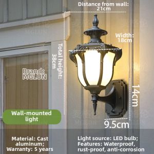 DUOSHANG | Waterproof Vintage Outdoor Wall Light