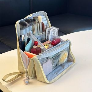 Convenient Travel Vertical Makeup Bag Large Capacity Brush Storage Pouch Womens Outerwear Folding Oxford Cloth Waterproof