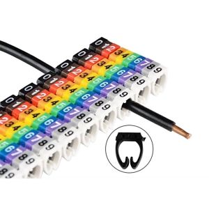 100pcs Cable Markers Colourful C-Type Marker Number Tag Label Sticker Label Kabel Jaringan Listrik