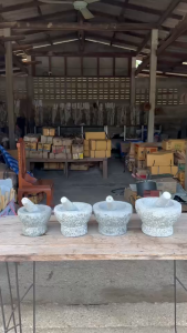 ครกหินพร้อมสากหิน ครกหิน ผลิตจากหินแกรนิตแท้ มีให้เลือก 5 ขนาด