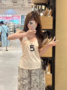 Áo Vest Không Tay Cổ Chữ U Phong Cách Mỹ Dành Cho Nữ Mùa Hè Thường Ngày Đa Năng Thon Gọn Pure Desire Dây Đeo Vai Rộng