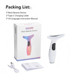 7 Colors LED Neck Beauty Device Microcurrent Vibration Face Massager Improve Neck Lines Skin Tighten Home Use Skin Care Tool