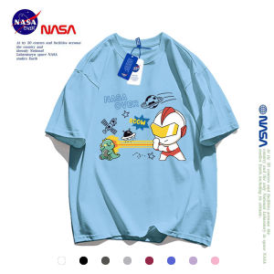 Cool NASA Ultraman Cartoon Short Sleeve Pure Cotton T-Shirt for Boys Trendy Spring Summer Kids Clothing Korean Style Top
