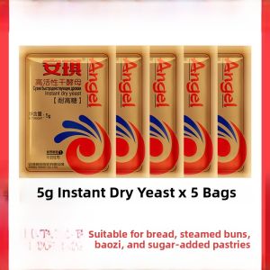 High Activity Dry Yeast Bread Baking Baozi Steamed Bun Low Sugar Fermentation Powder Home Use 5g Pack Angel Gold Label Sugar Resistant