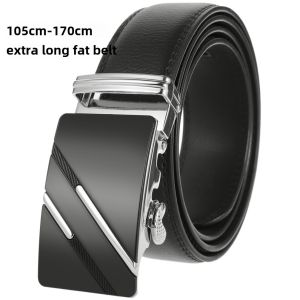 Mens Extra Long Belt True Cowhide Automatic Buckle plus Size Waist Belt for Fat Men Business Style Leather Belt 170cm