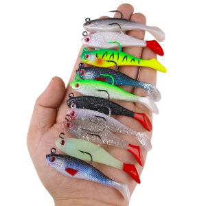 5pcs 8cm 9g Lifelike Lead Soft Lure Colorful Silicone Swimbaits T-Tail Artificial Bait for Bass Pike Fishing Tackle Gear