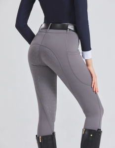 Spring and summer riding pants womens knitted high-stretch slim-fitting silicone riding pants tight riding pants breathable we