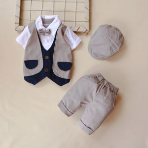 Setelan Baju Rompi Pita Kupu kupu Polos Anak Cowok Bayi Laki-laki Usia 0 sampai Umur 6 Bulan Lengan Pendek